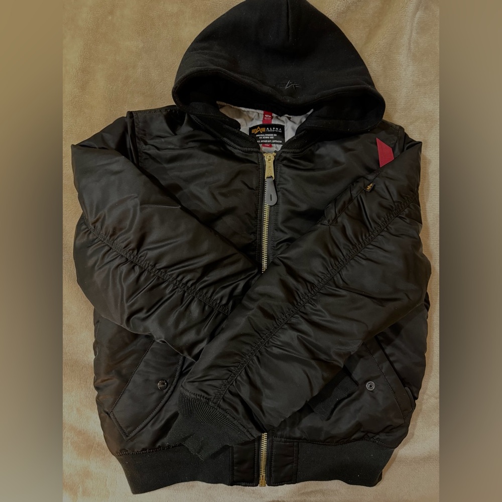 Alpha Industries Black Bomber Jacket Size M